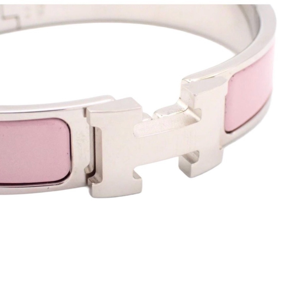Hermes Clic H Pink and Silver Bracelet box, dust bag COA like new - Picture 5 of 8